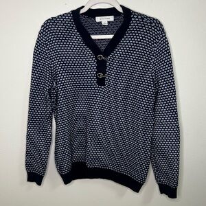 Madison grey blue patterned sweatshirt with button detail